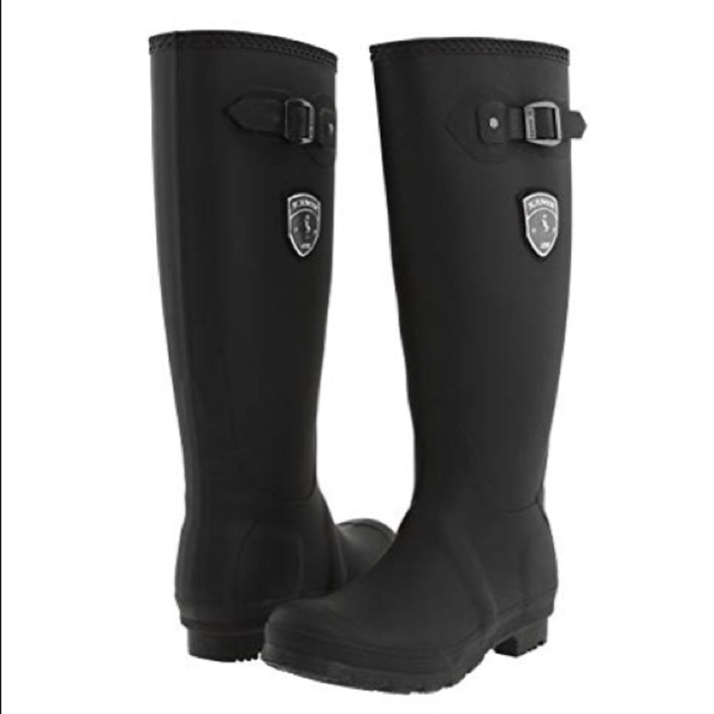 Black rain boots